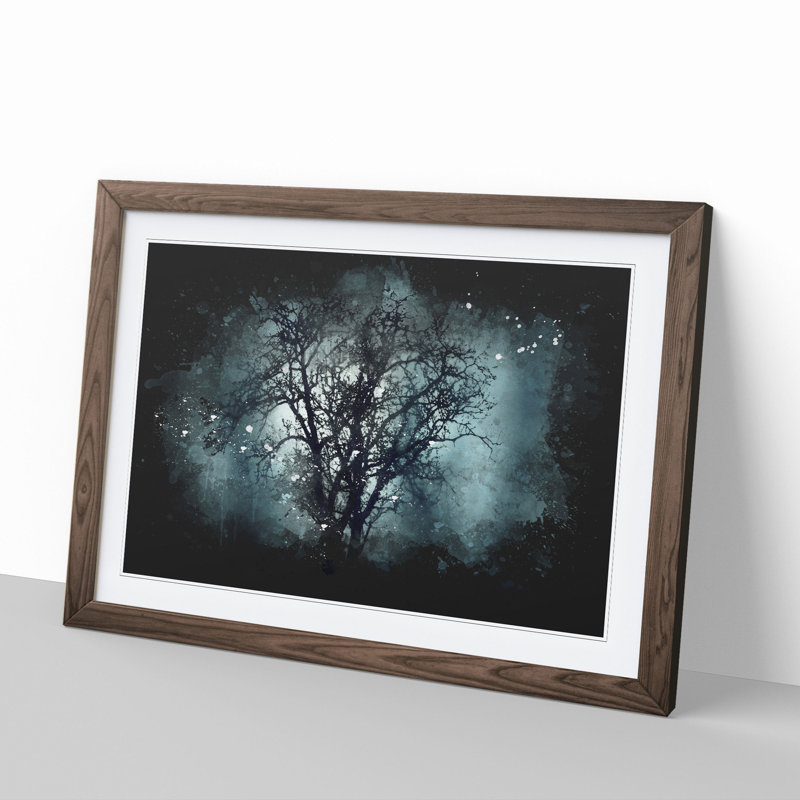 Tree at Dusk - Framed Print, 27cm H x 36cm W x 2cm D, Walnut