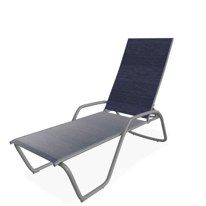Outdoor Rust-Resistant Metal Chaise Lounge, Textured Graphite, Collect Indigo