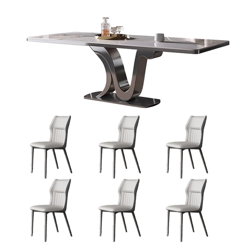 Table et chaise de luxe domestique, H 29,5 po x L 62,9 po x l 33,4 po, Blanc / brun