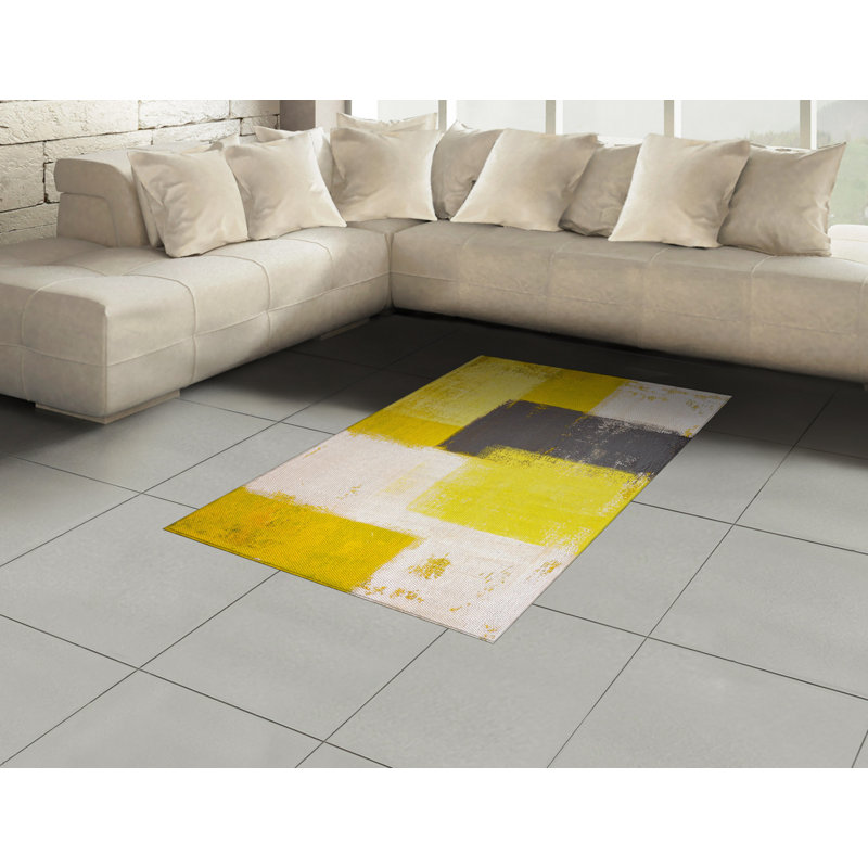 Tapis décoratif abstrait à haute densité en fibres longues, Rectangle— 4 pi x 5 pi 8 po