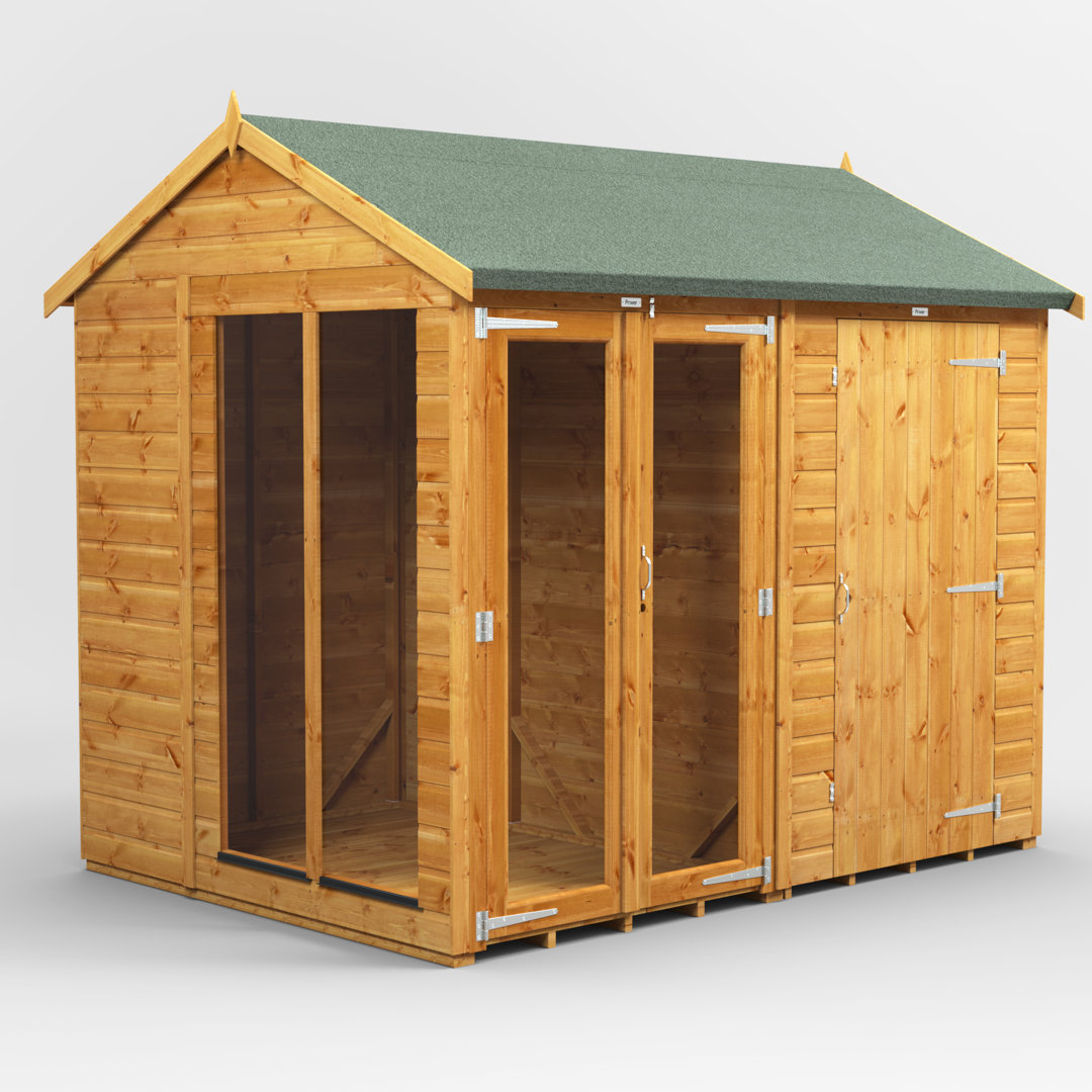 Powersheds 8 x 6ft Timber Tongue & Groove Apex Summerhouse Combi (includes 4ft Side Store)