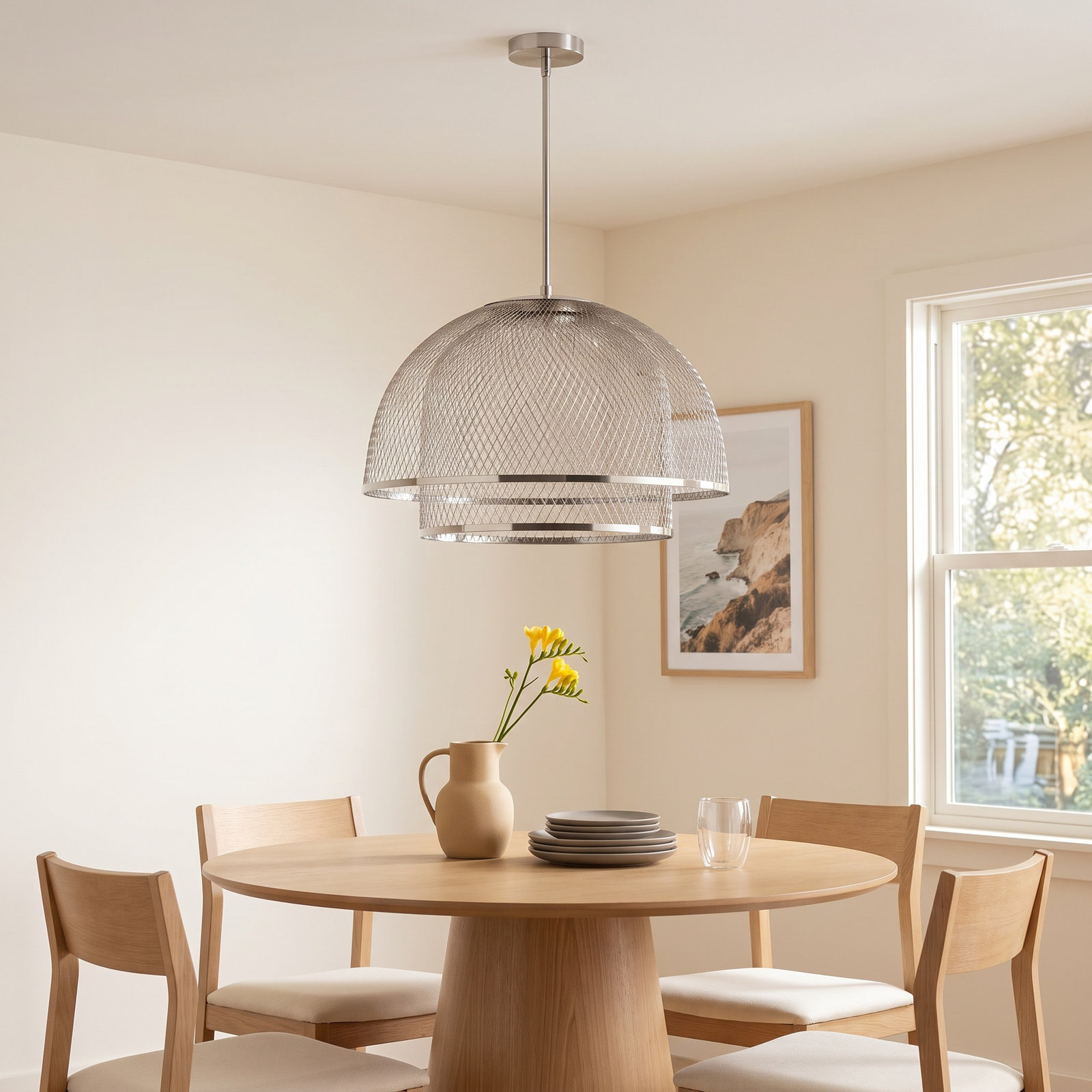 Single Light Iron Dimmable LED Pendant, Polished Nickel