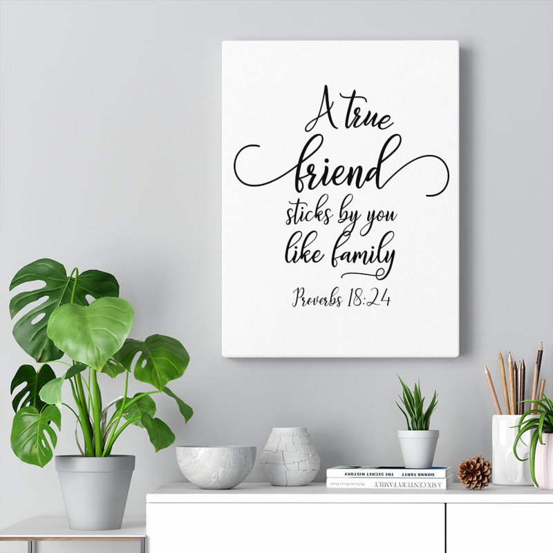 «True Friend Proverbs 18:24 Christian Wall Art», reproduction de verset de la Bible prêt à être accroché, H 24 po x l 18 po