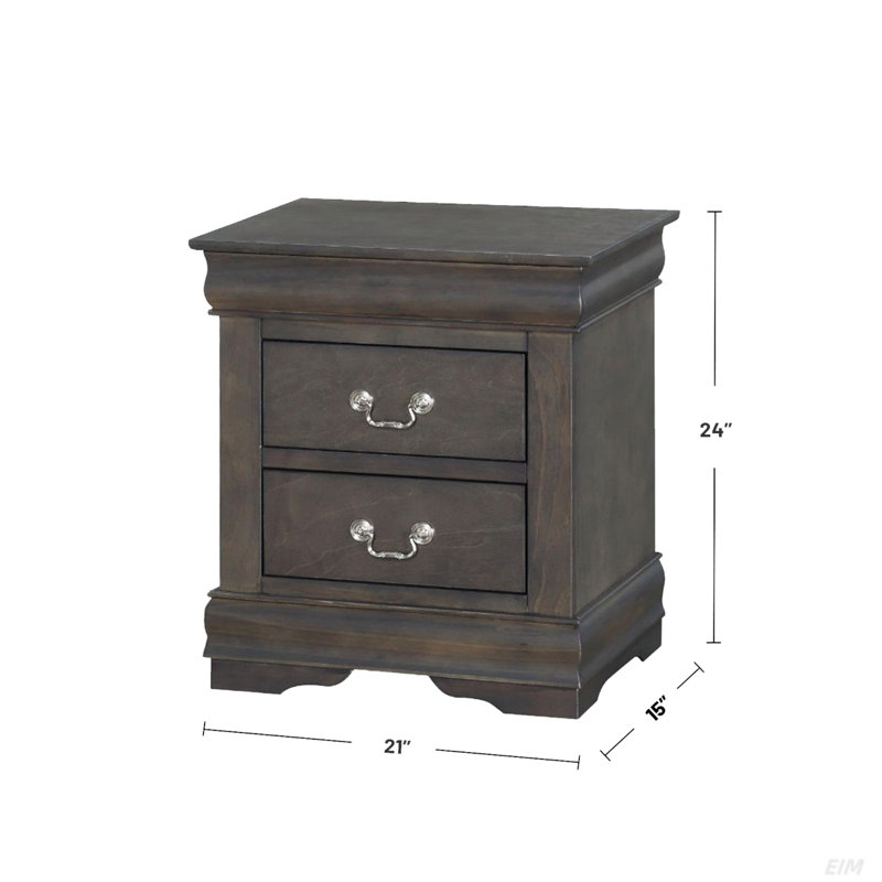 Solid Pine Nightstand With 2 Drawers