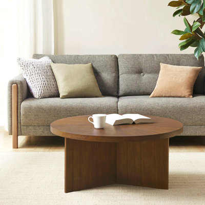 1 table basse ronde brun clair PCS