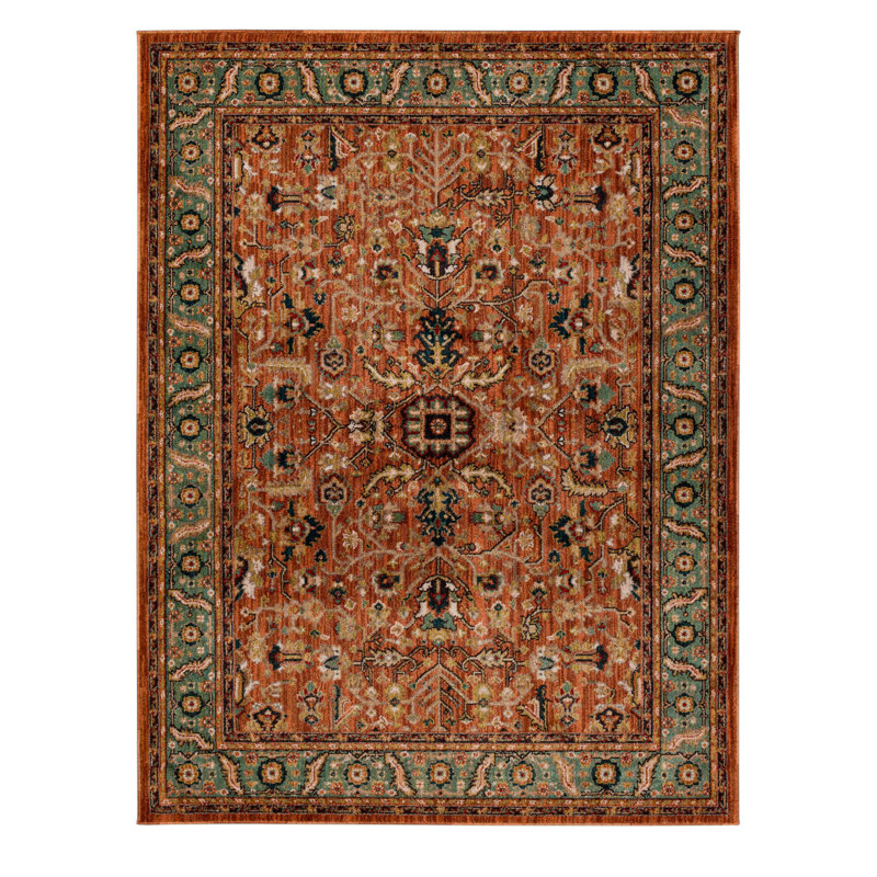 Tapis d'intérieur en lin tissé à la machine Celine, Sienne brûlée, 2 pi x 4 pi