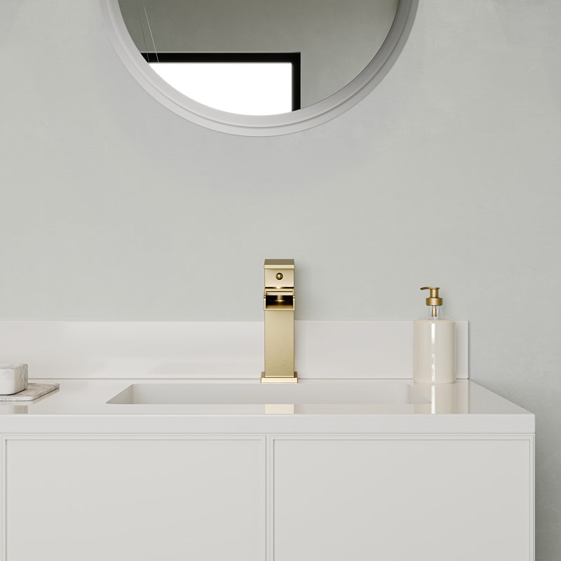 Single-Hole Single-handle Bathroom Faucet with Drain Assembly, Brushed Gold