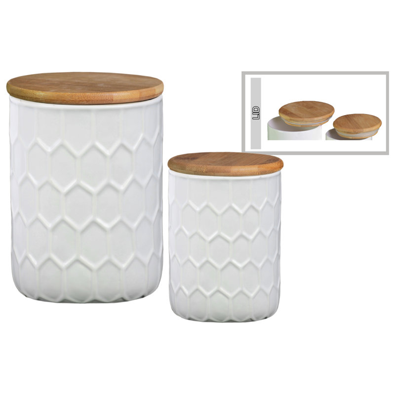 Ensemble de pots de cuisine cylindriques 2 pièces, Blanc
