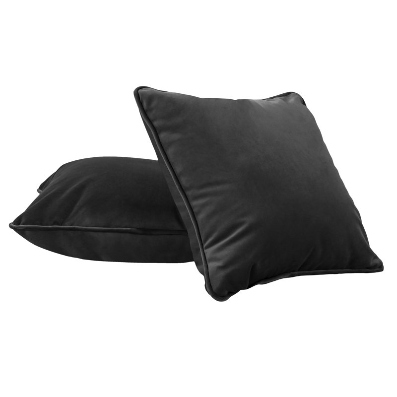 Coussin rectangulaire en microfibre lombaire avec passepoil, paquet de 2, Onyx, Carré 15 po