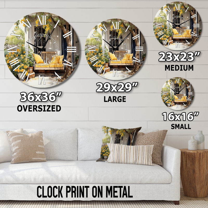 Horloge murale Farmhouse Yellow Country Comfort III, Médium
