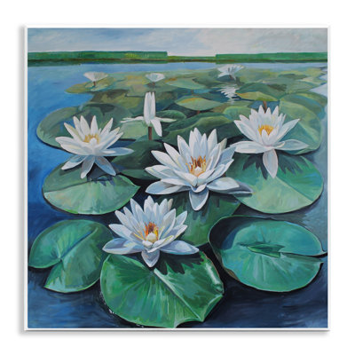 Plaque murale White Pond Lilies Group, design par Violeta Vollmer