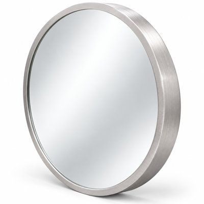 16" Round Metal Framed Wall Mirror - Brushed Nickel