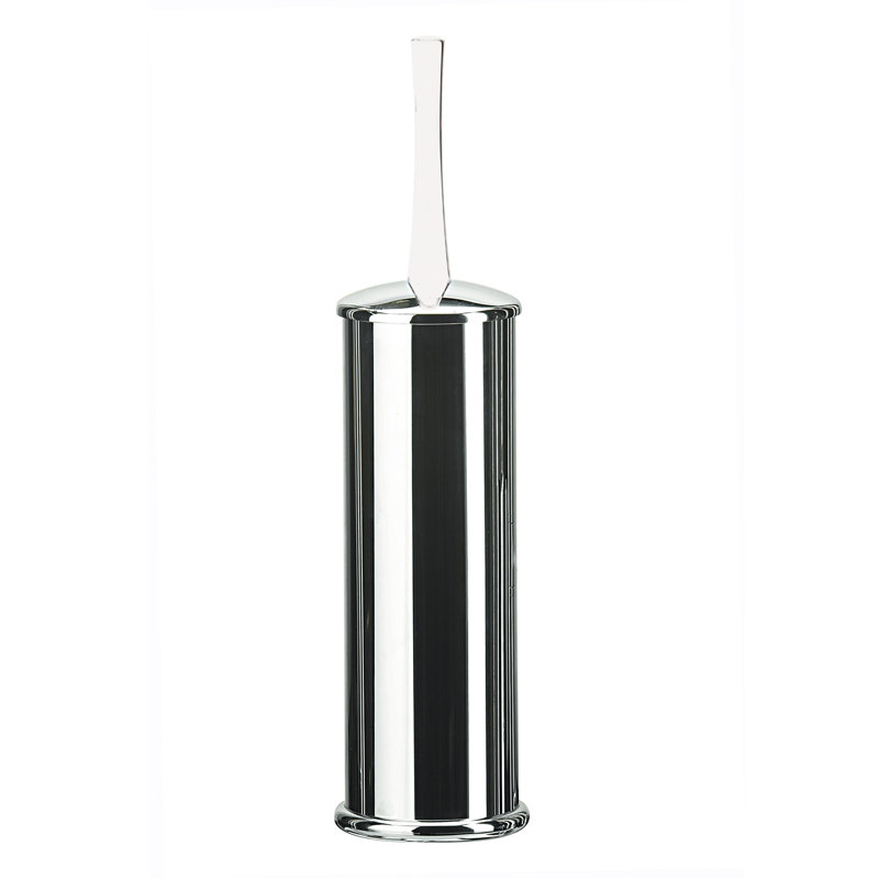 Koko Complements 14.6" Metal Free Standing Toilet Brush and Holder, White