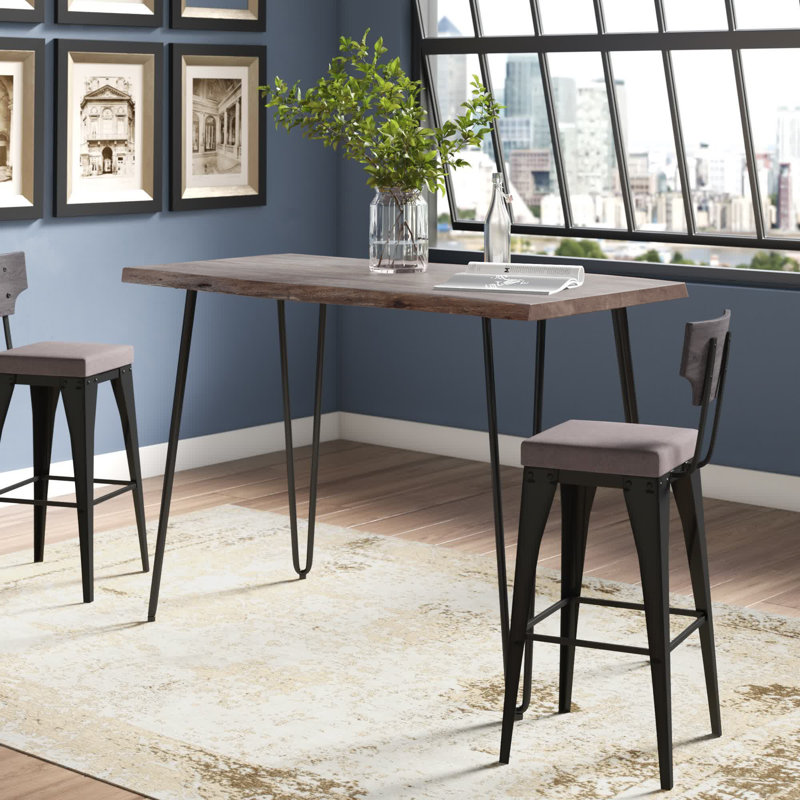 Cartan Acacia Solid Wood Counter Height Dining Table, Slate Gray