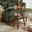 Table d'appoint 100% bois massif à 2 niveaux Table d'appoint de salon, table de chevet, table de bout ronde en bois massif, petite table d'appoint à 2 niveaux avec tablette de rangement inférieure