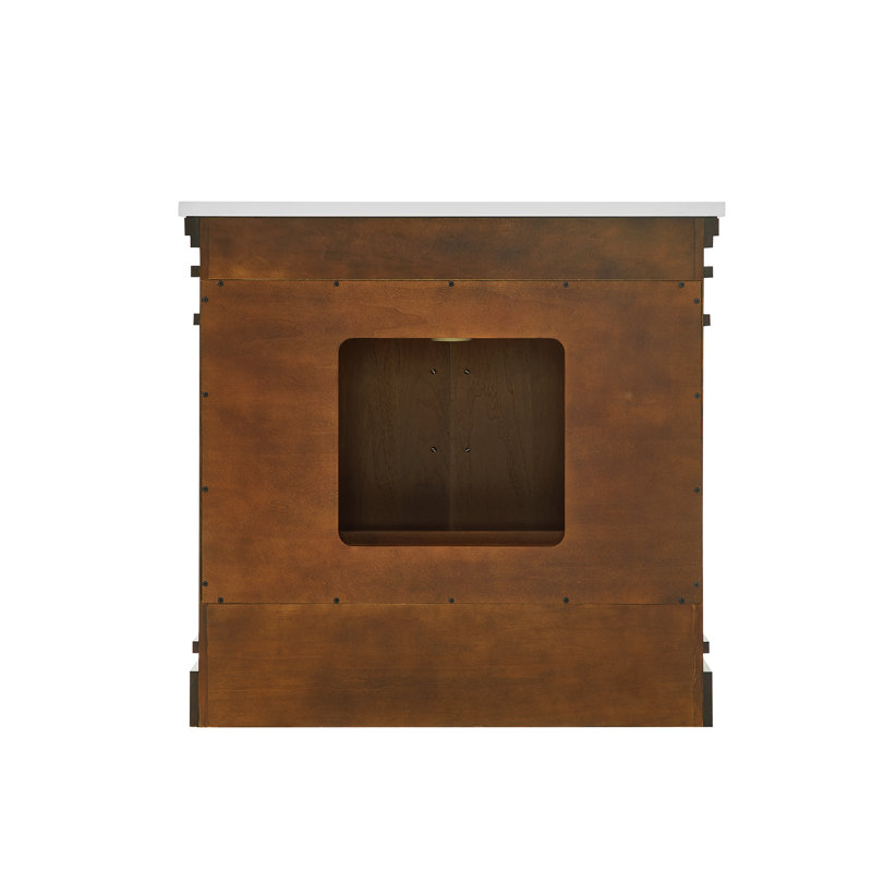 FLW Harmony 36 Wood Sink Vanity, Walnut, 36