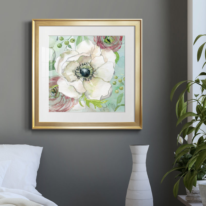 Asbury Garden Bloom I - Cadre photo, reproduction d'art sur papier, Papier encadré doré, H 17,5 po x l 17,5 po x P 1,5 po
