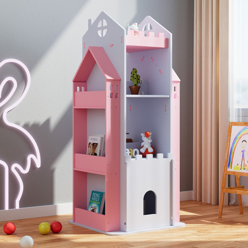 Bookcase, 106cm H x 45cm W x 45cm D, White/Pink