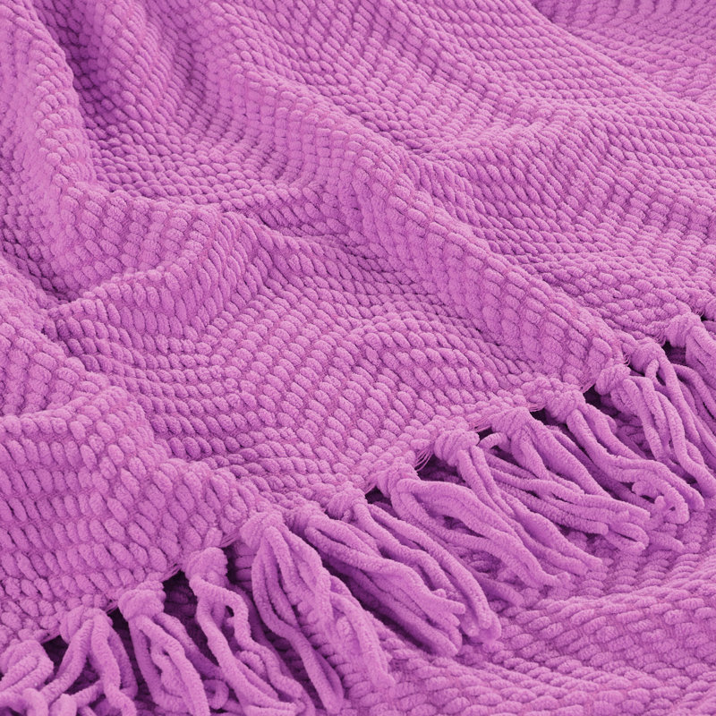 Jeté en tricot de tweed, 50 po x 60 po, Violet