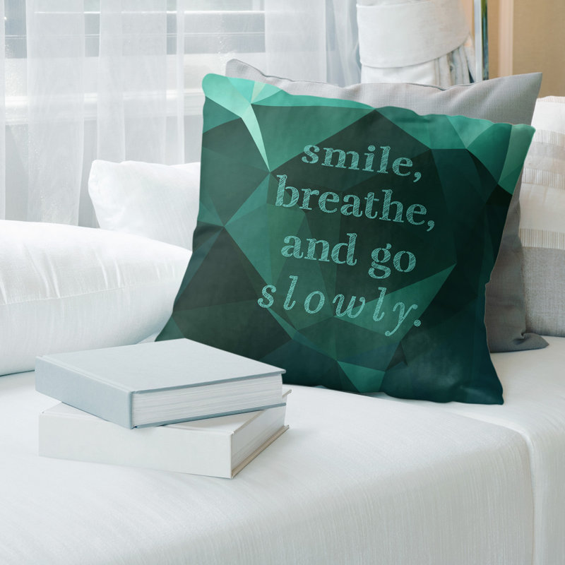 Housse de coussin Faux Gemstone Go Slowly, 14 po x 14 po, Vert émeraude, Polyester/ Bourre en polyester