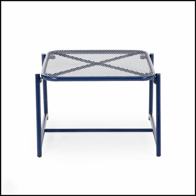 Durable Iron Mesh Top Side Table with Navy Blue Finish, Perfect for Outdoor Living and Entertaining