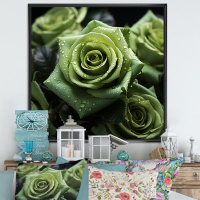 " Realistic Green Roses Bloom I "