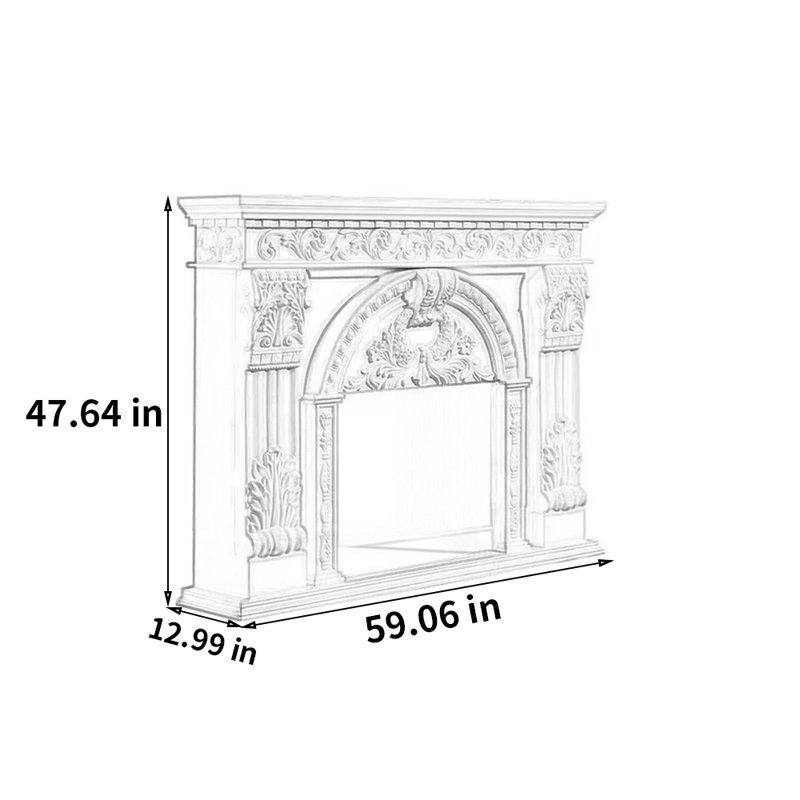 Meuble télé American cheminée, H 47,64 po x l 59,06 po x P 12,99 po, Brun