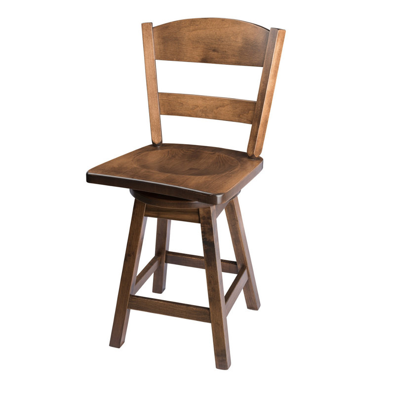 Caine Swivel Solid Wood Counter Stool, Cappuccino, Bar Stool (30" Seat Height)