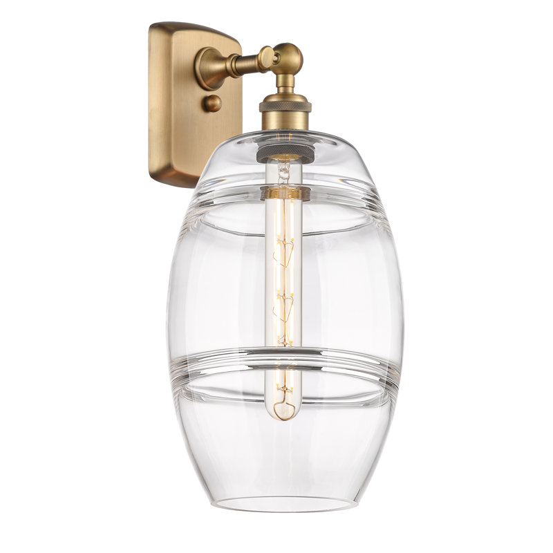 Bettylou Steel Armed Sconce, Clear, 10.88" H x 8" W x 8.13" D, Brushed Brass