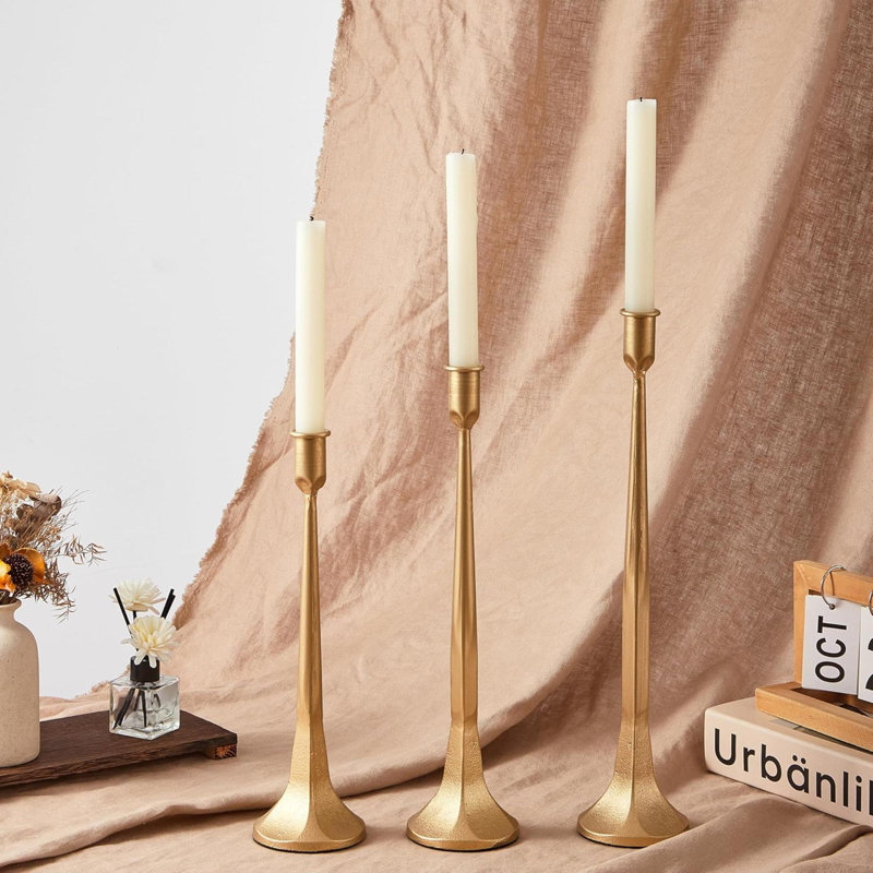 Iron Taper Candle Holder Set Of 3,  Candlestick Holders Decorative Candle Stand, Tapered Candle Holders Tall Set For Wedding, Dining Table, Home Decoration