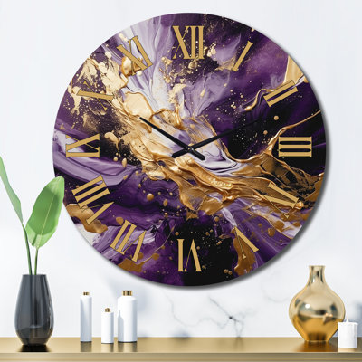 Horloge murale mauve et or liquide Magic III