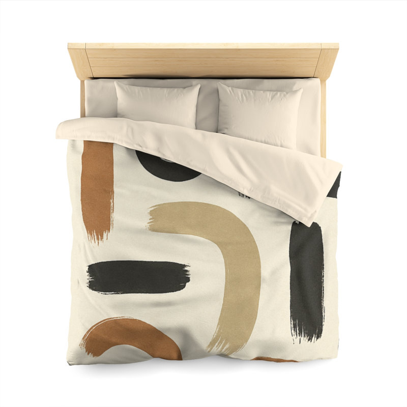 Microfiber Duvet Cover Boho Style, Design 71, Queen Duvet Cover, Cream