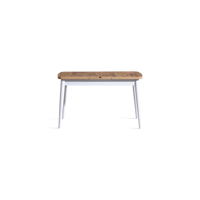 Modern Extendable Dining Table, 100% Beech Wood, White & Natural Finish, 46.1 x 29.5 x 27.6 inches (Open: 61.4 x 29.5 x 27.6 inches) | Non-Scratchable MDF Top, Scandinavian Design, Perfect for Family Gatherings