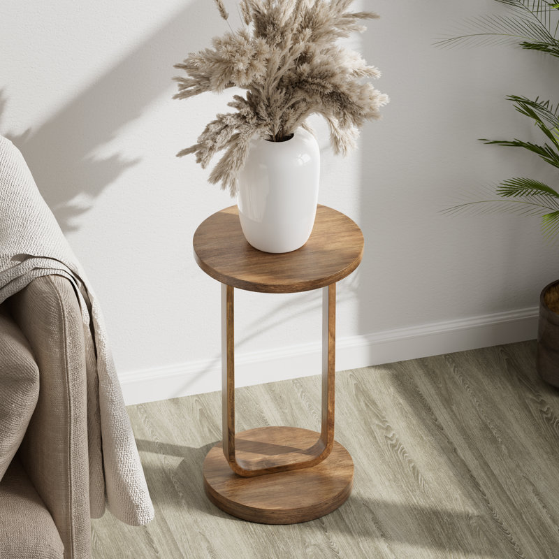 Farmhouse Minimalist  Round End Table With Open Base