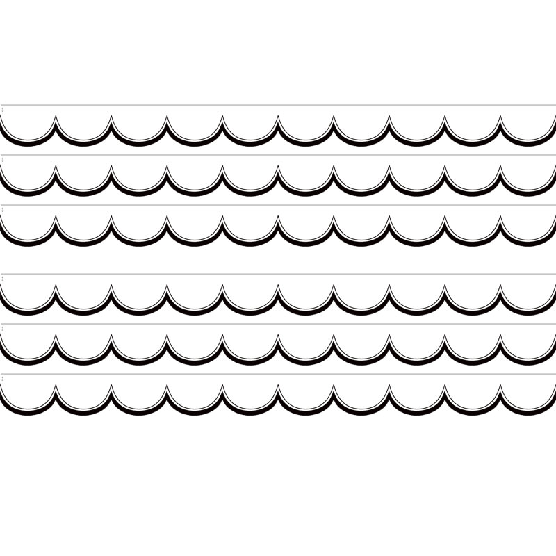 Bordure festonnée découpée, Blanc / noir