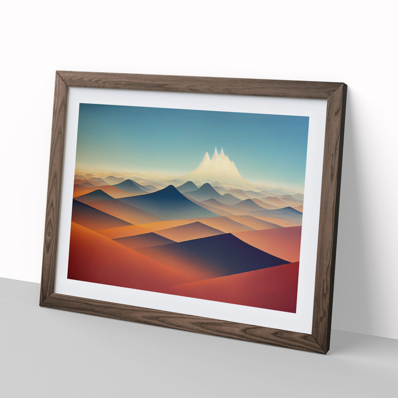 XH1022-9668X Virtuous Abstract Mountains - Single Picture Frame Print, 25cm H x 34cm W x 2cm D, Walnut Framed