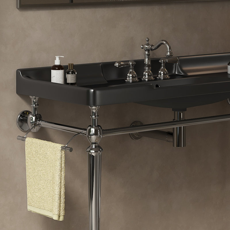 Lavabo en céramique avec 3 trous pré-percés Luxstone, Black