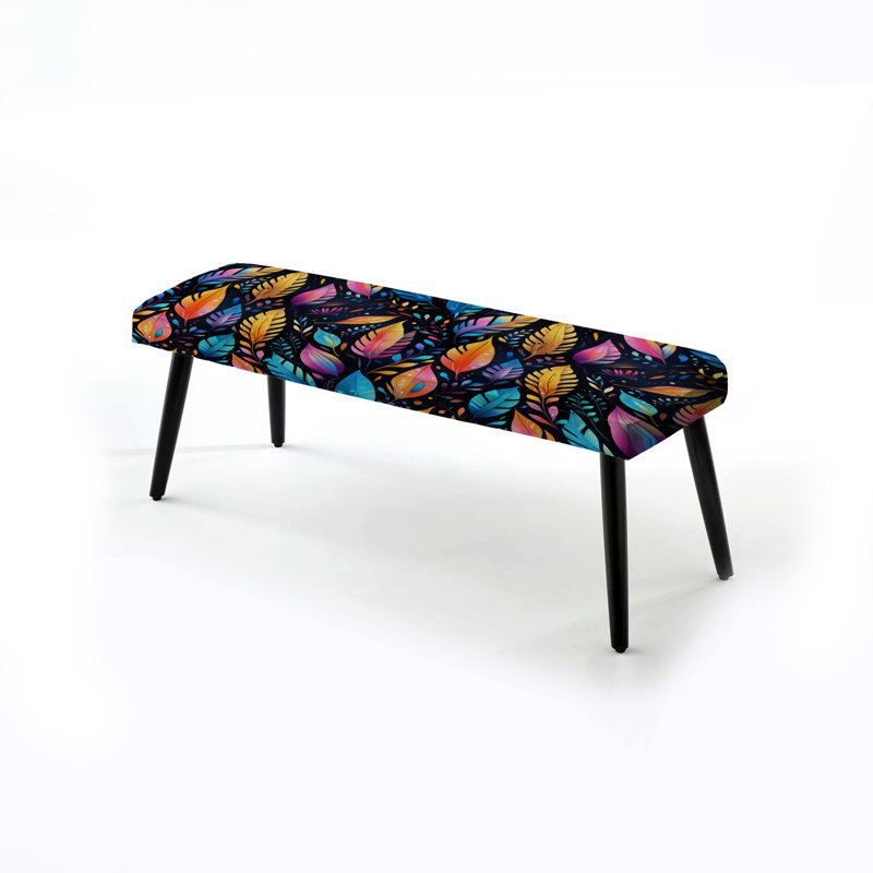 Tribal Dreamscape Feather - Motif bohème - Banc rembourré noir Boho