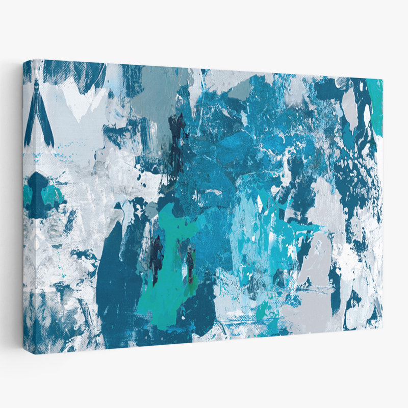 Paysage marin et art bleu contaminé bleu, H 16 po x l 24 po