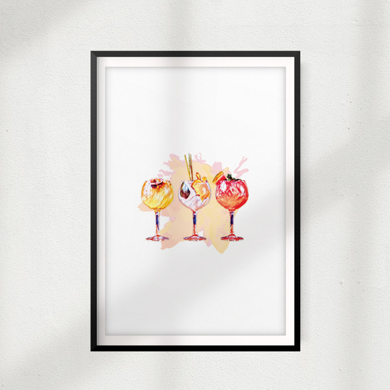 " Watercolor Cocktails ", 7" H x 5" W x 0.005" D