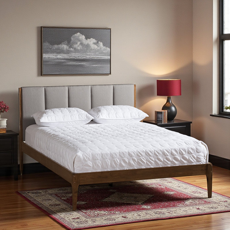Chasitie Upholstered Platform Bed, King, Light Gray