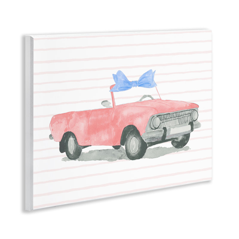 «Blue Bow on Antique Car», art mural par Lucille Price