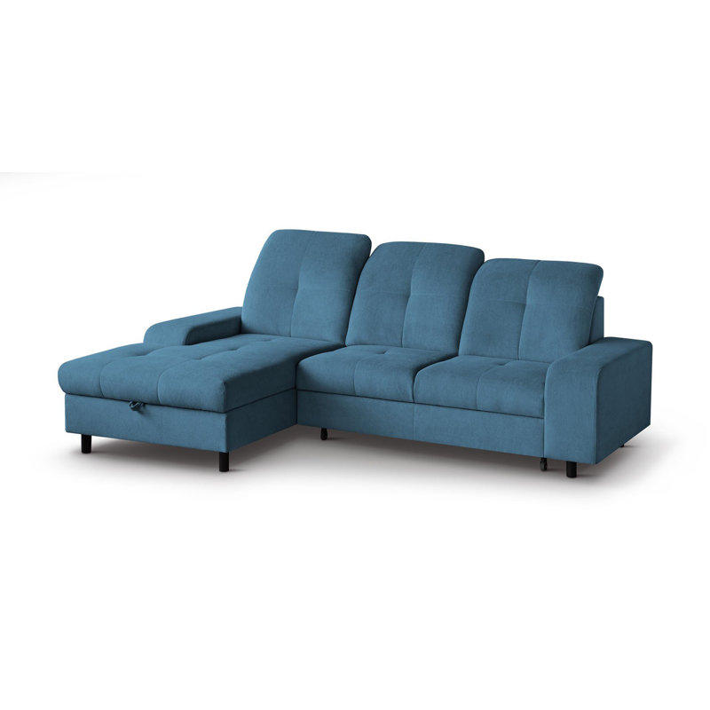 Antwyan 4 Seater Sofa Bed, Blue, Left Hand Facing