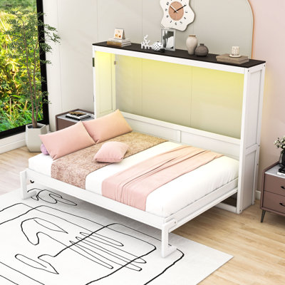 Wood Murphy Bed with LED Light