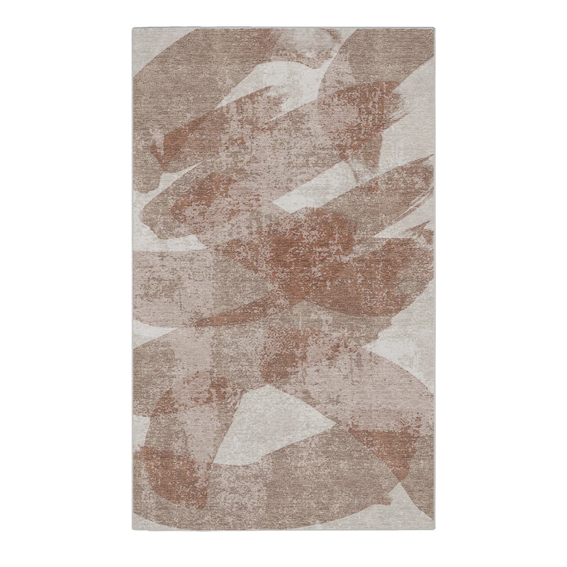 Tapis rectangulaire en polyester tissé à la machine à motif abstrait Lepanto, Rectangle 2 pi x 4 pi