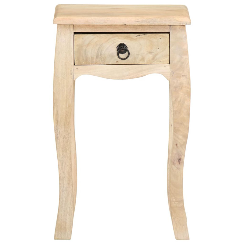 Nightstand Bedside Cabinet Nightstand with Drawer Solid Mango Wood, Light Brown