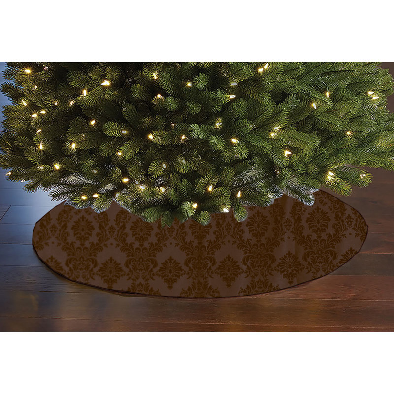 Jupe d'arbre de Noël damassé, Brun
