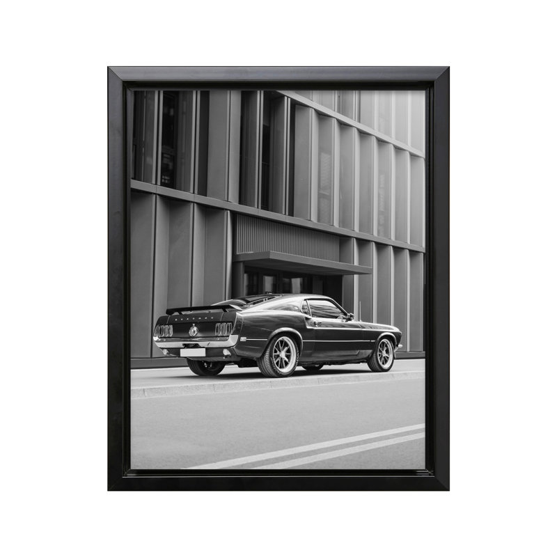 Voiture dans la rue, Black Framed, Canvas, 18"H x 24"W