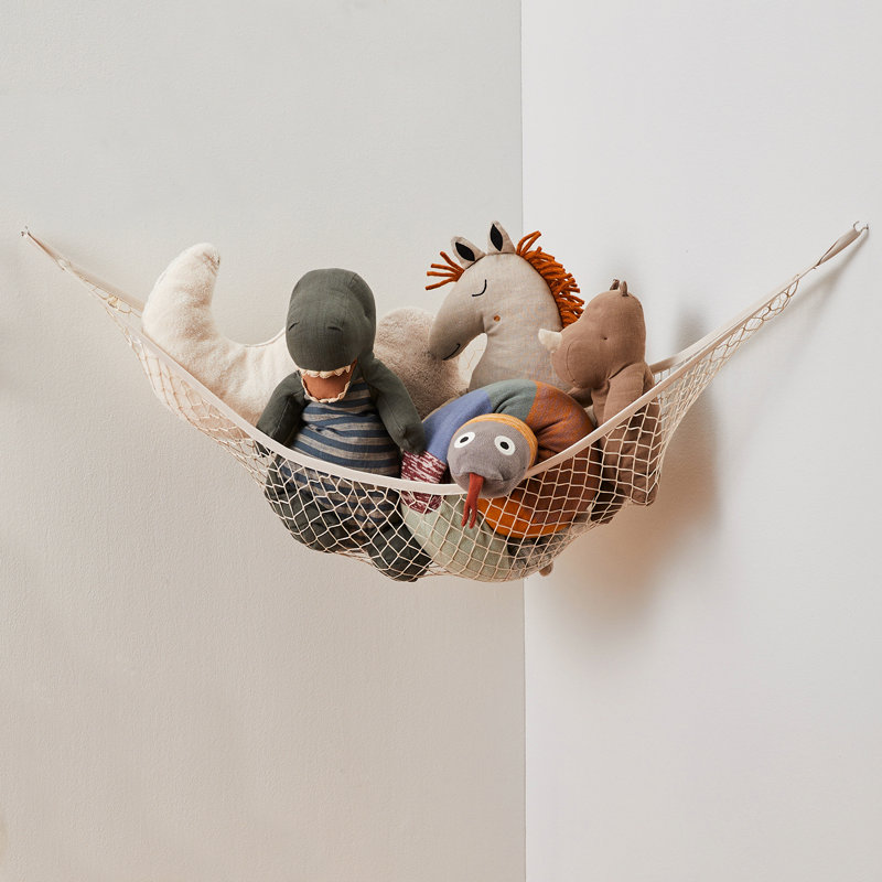 3 pousses - hamac pour jouets en peluche avec crochets - beige