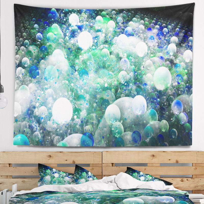 Tapisserie de conception fractale de molécules abstraites de couleur abstraite, H 50 po x l 60 po